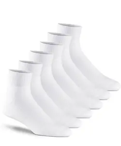 Jefferies Socks 6 Pairs Seamless Cushion Cotton Knit Sport Ribbed Quarter Ankle White Socks Womenswear Menswear Classic Outdoor Comfort Athletic