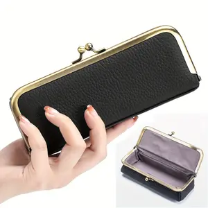 Vintage Glasses Case - Retro Style Eyeglass Case | Portable Sunglasses Organizer & Accessories Holder, Black, Durable Edge Coating, Fashionable Travel Pouch, Faux Leather Material