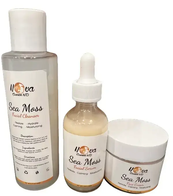 Nova essence sea moss facial cleanser, facial serum & facial cream Hydrating Moisturize Skincare Aloe
