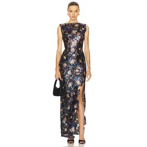 Bronx and Banco Zinna Embriodered Gown in Blue Multi