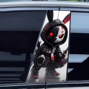 2pcs Mecha Rabbit B Pillar Stickers, Universal Car Decals, Waterproof Anime Style, Easy to Apply and Remove, Durable Vinyl Material