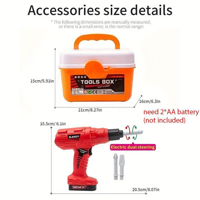 Tool Box Toy, 42pcs/set Electronic Toy Drill Kits with Box, Pretend Play Construction Tools for Enhance Hands-on Ability, Simulation Tool Box Repair Toy for Teenagers and Adults