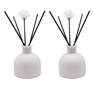 2Pcs Matte White Reed Diffuser Bottles, 100ml Empty Glass Aroma Bottles for Home Fragrance, Aromatherapy & Decor