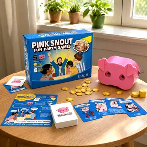 Fun Pig Nose Challenge Party Game Set, 5 Wearable Pig Noses, 150 Challenge Cards, 60 Gold Coins, Family Interactive Game Night for All Ages