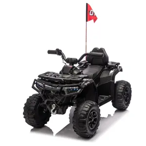 24V 160W Kids Electric Ride-On ATV – Realistic Off-Road Design with 2WD,Decorative Flags,On/Off Light Switch,Volume Control  W/ Bluetooth,USB Port,Built-in Music & Multi-Color,recommended age:3-6,24v electric car for kids,ride on cars for kids
