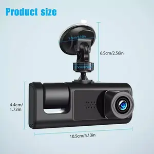 High-Definition 1080P Dash Cam (2 Lenses, No Card Included) with Rearview Camera, Parking Monitor, Night Vision, 2-Inch Display for Front/Inside Car Recording