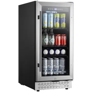 VEVOR Beverage Refrigerator Cooler, 88 Can Beverage Fridge, Mini Fridge with Glass Door, Adjustable Shelves, Digital Temperature Control, Built-in or Freestanding Soda Beer Fridge for Home Office Bar