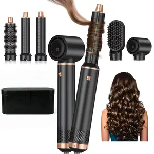 Five-In-One Hair Styling Set, Multistyler Styler, Negative Ion Blow Dry Comb, Upgraded Hot Air Curler, Straightener And Curler, Straight/curly/dry/straight Tools, Gift Box, Applicable Voltage 100V-120v，US Plug