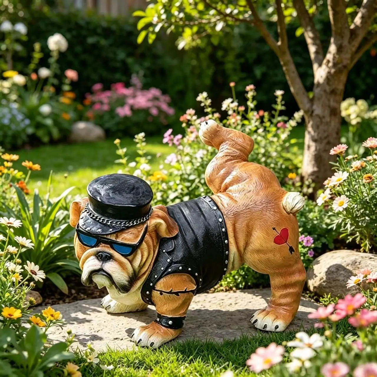 Resin Bulldog Statue, Realistic Animal Sculpture, Resin Sculptures, Garden Animal Statues, Home Garden Courtyard Decor, Unique Thanksgiving Gift for Pet Lovers, No Power Needed