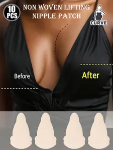 10PCS Invisible Breast Lift Tape Bra, Skin-Friendly Breathable Breast Lift Sticker, Super Sticky Breast Support Pads for Backless Strapless Deep V Dresses Underwear