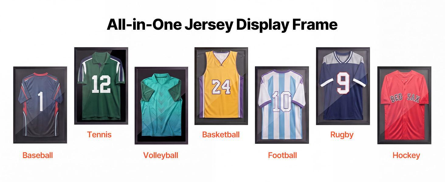 VEVOR Wooden Sport Jersey Frame Display Case 2-Pack (31.3x23.2in) - Photo Picture Item Frame with 98% UV-Protection PC Panel, Hanger, Magnetic Lock, Home Decor Room Decor for Baseball Basketball Shirts, Picture Frames#BackToSchool