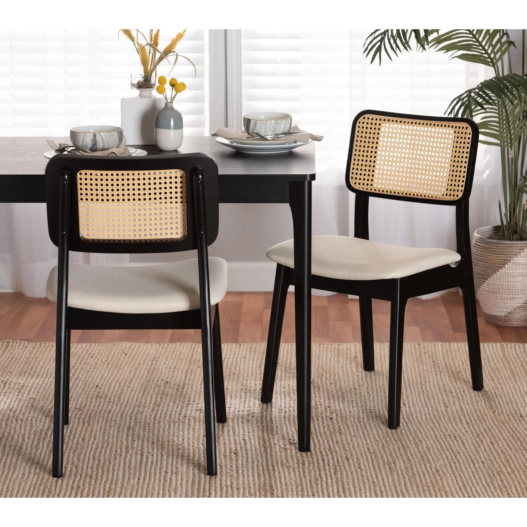 Baxton Studio D annon Cream Fab ric Dining Chai r Set of 2