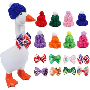 8 Set Holiday Desk Goose Outfits 7 Inch Mini Knitting Hats & Bow Tie, Summer 4th of July All Seasons  Desk Goose Clothes Costume, Mini Porch Goose Headwear Funny Desk Goose Accessory