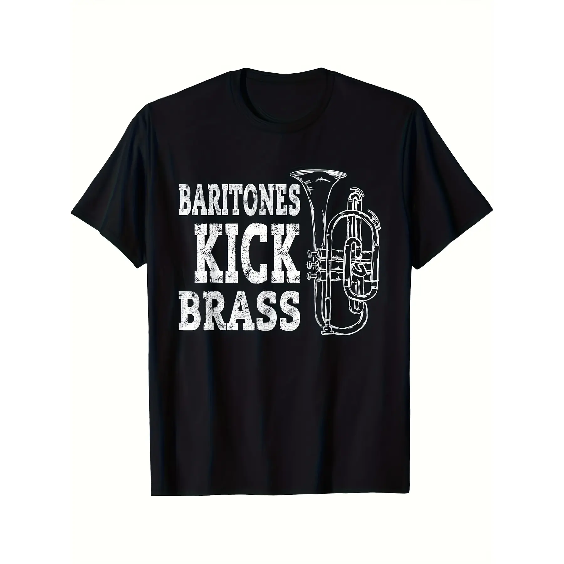 Men'S Baritone Euphonium Brass Band T-Shirt - BLAC unisex soft cotton short sleeve t shirt, vintage graphic casual tee for men women teens, perfect birthday holiday gift for camping travel gym daily street  wear