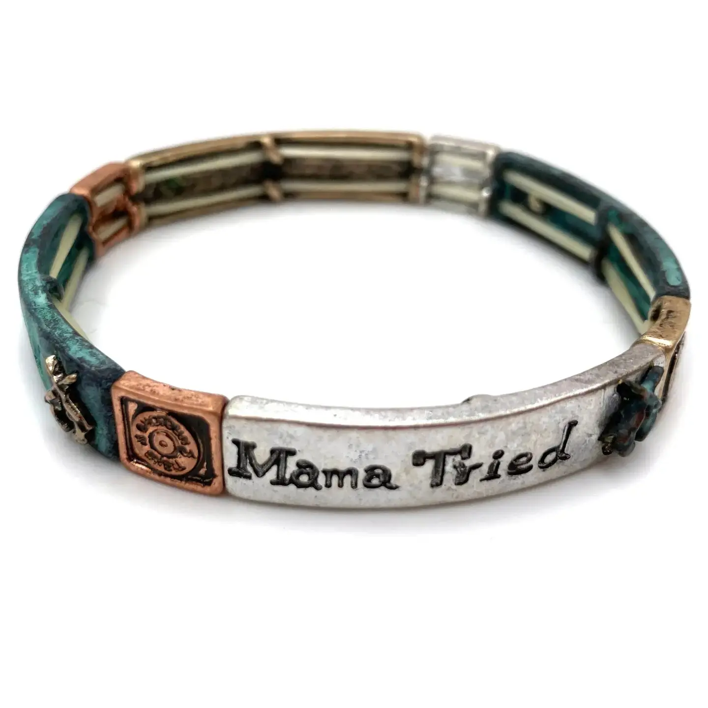 Mama Tried Shotgun Bullet Gun Stretch Bracelet - Patina