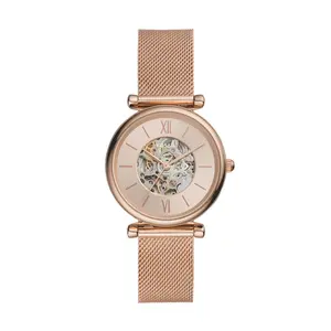 Fossil Women's Carlie Automatic, Rose Gold-Tone Stainless Steel Watch