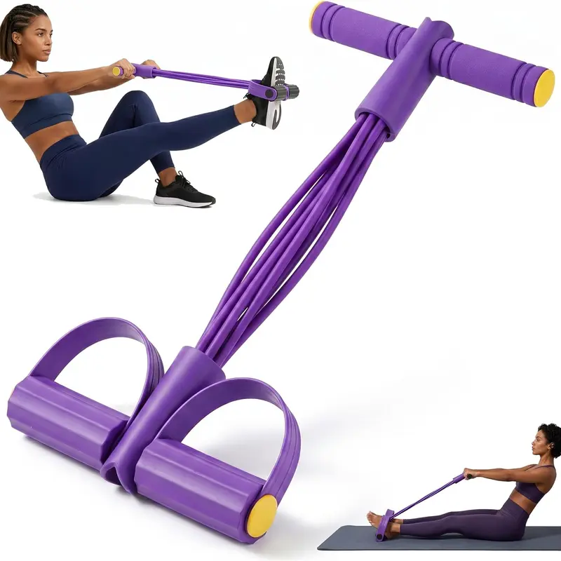 6-Strand Heavy Duty Foot Pedal Resistance Bands with TPU Latex Tubes, Durable Handles, Portable Adjustable Design, Non-Slip Fitness Support for Home Workout, Glute Training, Muscle Training Equipment to Build Strength, Exercise Equipment