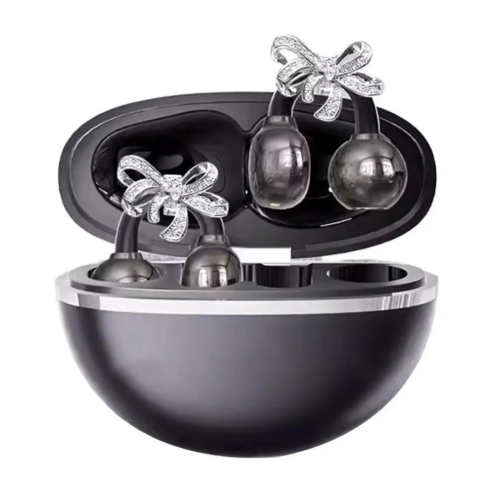 Clip-On Earbuds Wireless Bluetooth Open Ear Headphones with Detachable Crystal Bowknot Earrings, for Sports, Fitness & Workouts GRWIBEOU