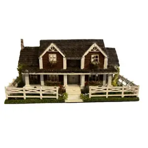 1:144 Scale Dollhouse KIT Tiny Ranch House 6 Room Home Includes Greenery