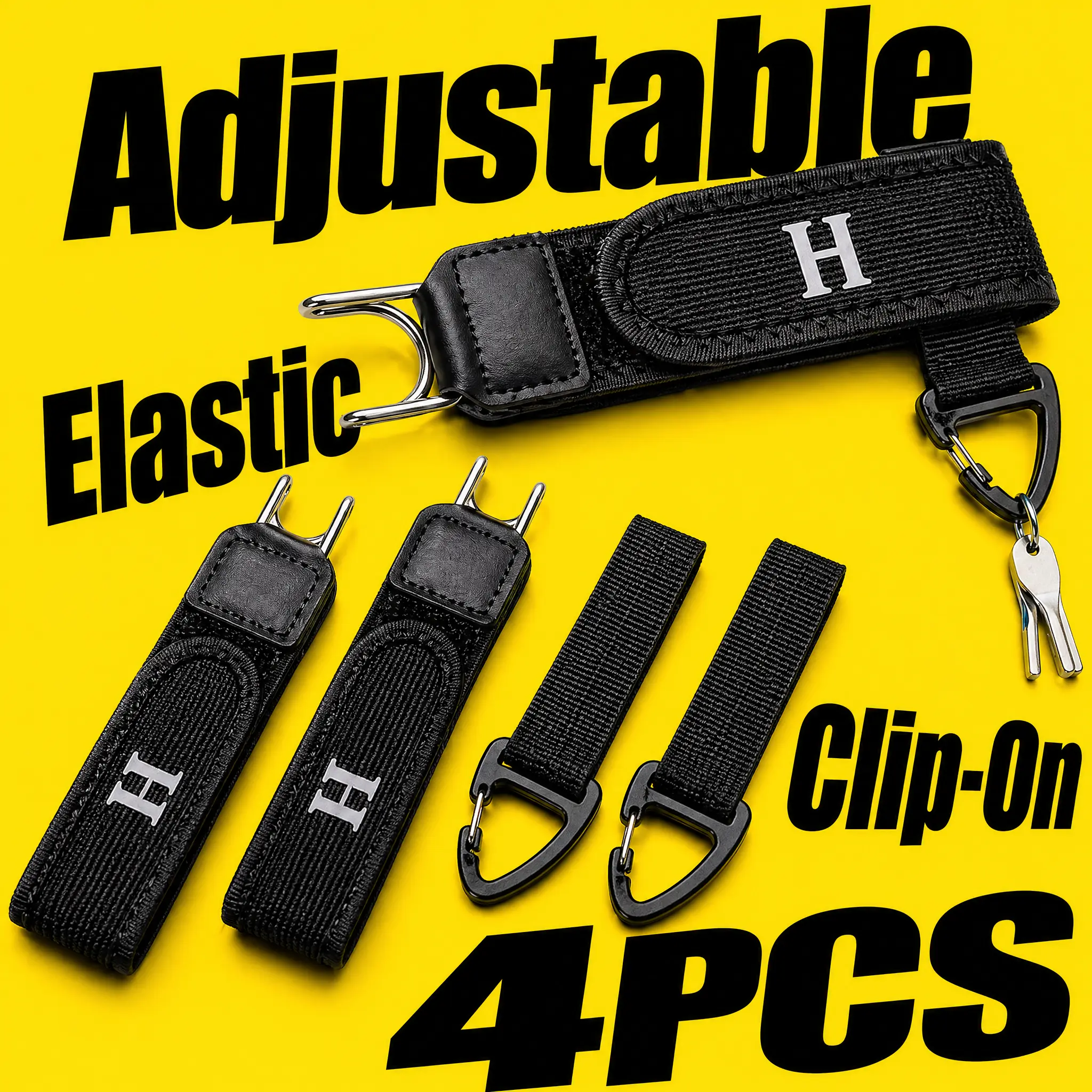 Unisex Adults 4-Piece High-Elastic Stretch Metal Hook Belt Set, All-New Upgraded Hooks, Abdomen-Nonconstricting Adjustable Daily Invisible Waist Strap, Stylish Home Decor Hanging Accessory for Outdoor Work Travel