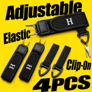 4 Pieces Metal Hook Elastic Belt,All-New Upgraded Hooks,Does not constrict the abdomen Adjustable,unisex,stylish accessories unique mini gifts for mens coworkers,father's day,Adults Invisible Waist Strap For Outdoor Work Travel Casual tiktokshopspringglow