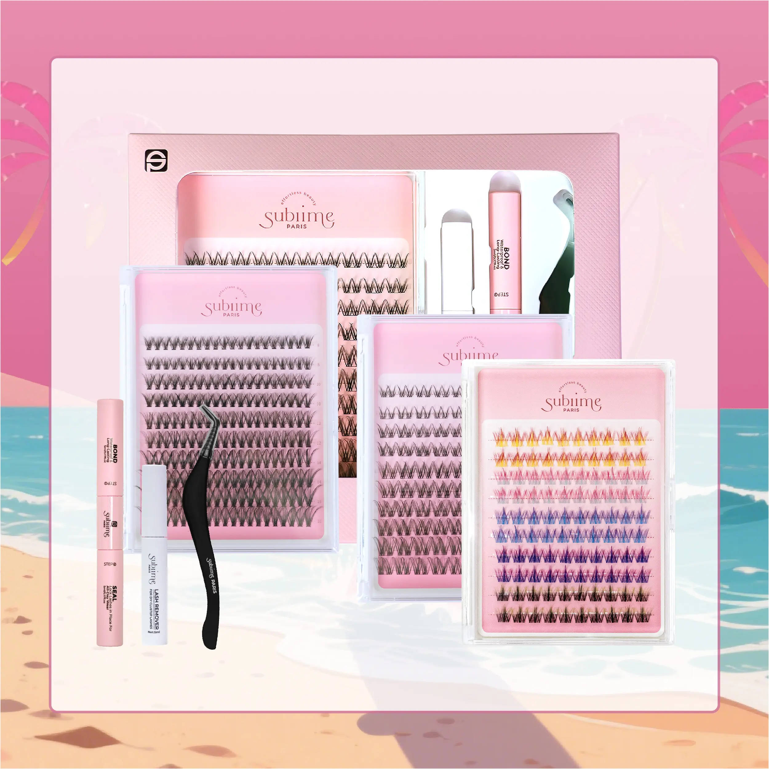 Sublime Paris Individual Cluster False Lashes 100 Clusters & 200 Clusters – Volumizing | Natural | Colored Styles Makeup Eyelashes lash cluster box