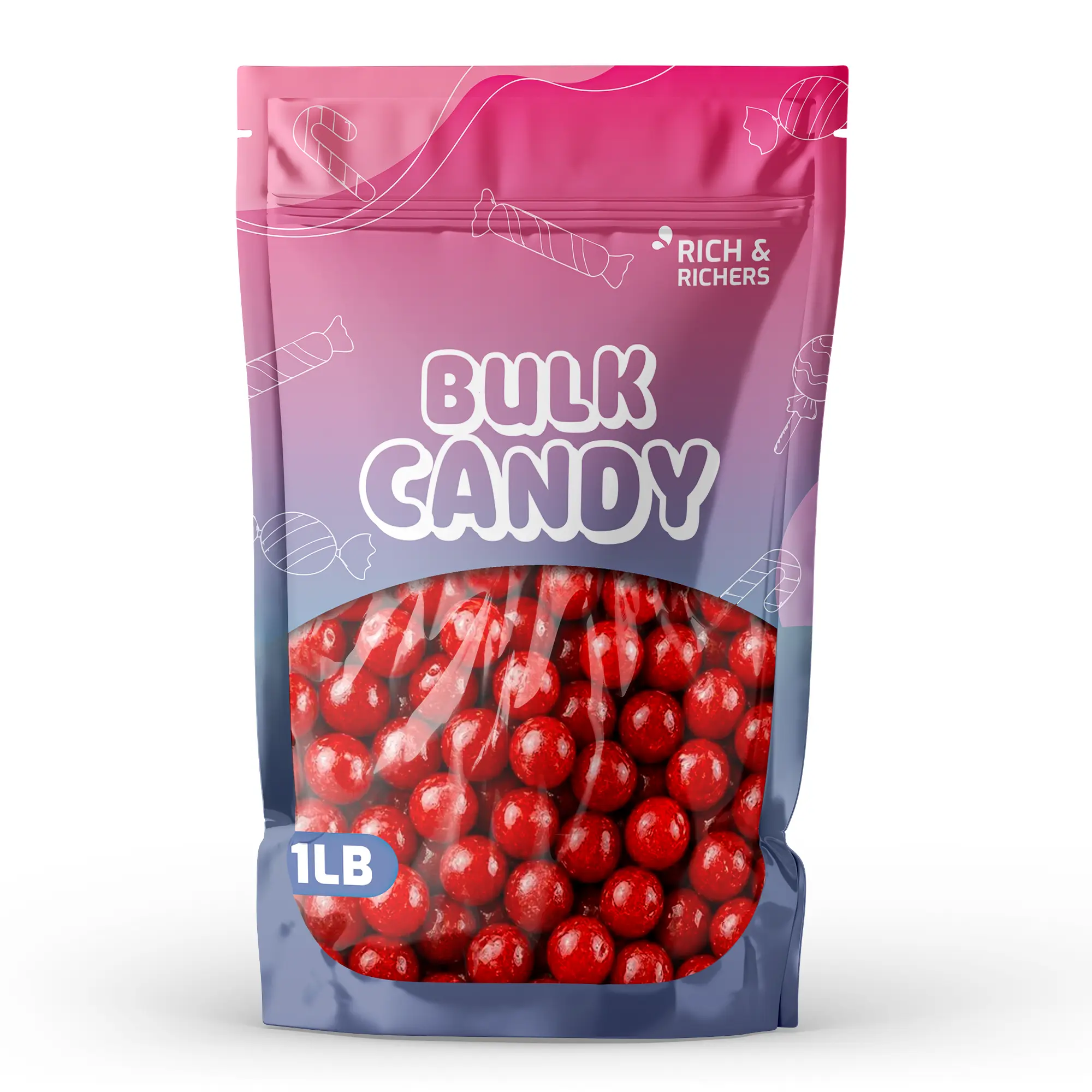 RICH & RICHERS Cherry Fruit Sours Bulk Bag Chewy Candy Balls - 1lb & 1.5lb Pouches, Sour Red Jelly-Center Tart Treats, Vibrant Red Pinata Candy Mix