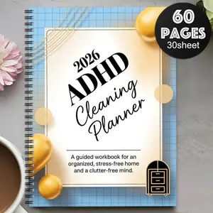 A5 ADHD Friendly Cleaning Planner Includes daily/weekly/monthly/annual schedules and checklists  Portable design for homeschooling and office use  Home cleaning notebook, the perfect gift for ADHD high achievers