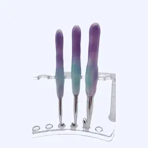 Purple to Turquoise Color Changing Glitter Crochet Hook - Novelty Crochet Gift reels