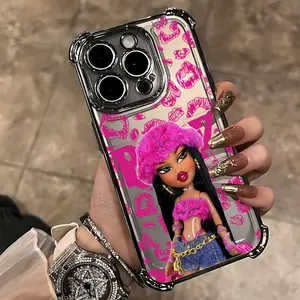 Cute Cartoon Doll Bratz Phone Case for iPhone 16 15 14 13 12 11 Pro Max X XR XS Max 8 7 Plus, Anti-Drop Transparent Soft Back Cover