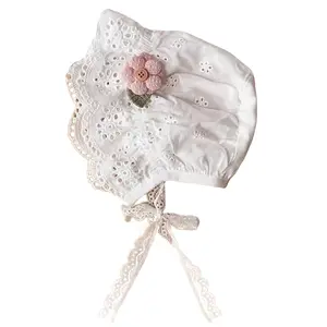 Toddler Baby Girls Spring Summer Bonnet Infant 3D Flower Decorated Lace Sun Protection Hat