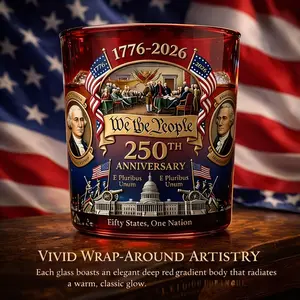 American 250th Anniversary Heritage Whiskey Cup, Reusable Oval Glass, Multi-Purpose, Perfect for July 4th Celebrations