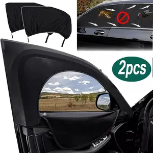 HOMEYA Car Window Shades, 2 Pack Breathable Mesh Side Car Window Sun Shades, Stretch Car Window Screens for Heat Block UV Protection, Back Window Covers for Car, Truck, SUV, Van