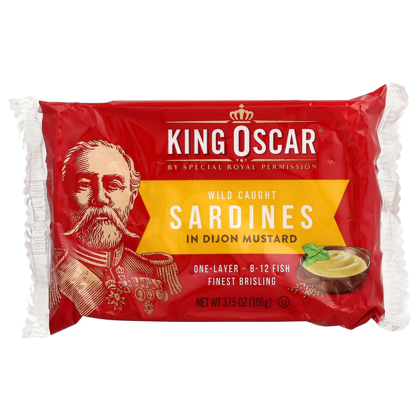 King Oscar Wild Caught Sardines In Dijon Mustard, One Layer, 3.75 oz (106 g) King Oscar Wild Caught Sardines In Dijon Mustard, One Layer, 3.75 oz (106 g)