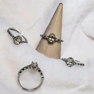 Citrine crystal adjustable band ring silver-plated, daily wear  jewelry