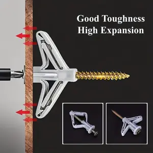 10 Set Hollow Wall Anchor Splint Anchor Kit with Screws, Self Drilling Hollow Wall Anchor, Butterfly Hollow Wall Anchor Expansion Tube, Self Drilling with Galvanized Screws for drywall hanging items with drywall fasteners, Drywall Anchors Screws