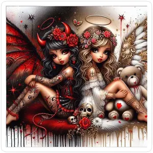 1 set of DIY diamond painting kit, 5D diamond art set, DIY decoration Angel, Demon, Doll Mosaic, Diamond art, DIY art, Home decoration