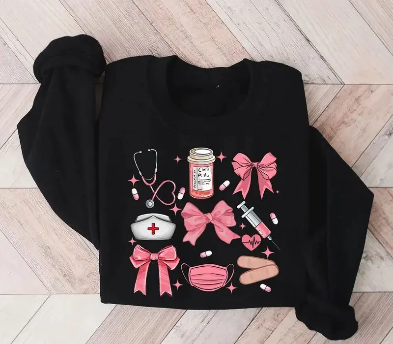 Coquette Bow Nurse Sweatshirt – Retro RN Nurse Life Crewneck