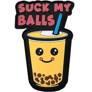 Suck My Balls Bubble Tea Patch - Funny Tactical Anime Morale Patch for Gear, Backpack, Cap, Vest