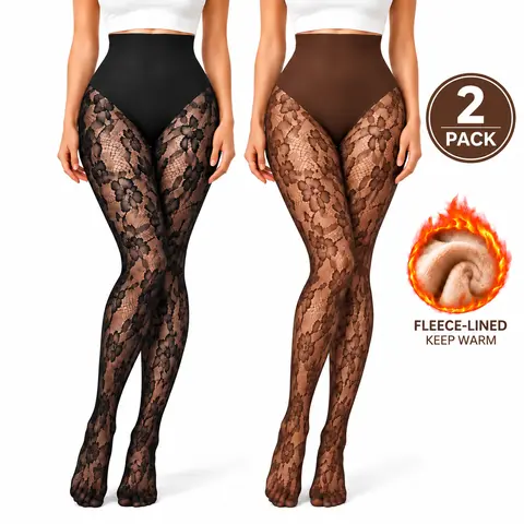 AgeRose Women's Feminine Floral Lace Thick Pantyhose - High Waist, Breathable Mesh Fabric, Light Tummy Control, Anti-Slip Waistband, Fits All Seasons, Casual Daily Wear, Hip-Enhancing Design