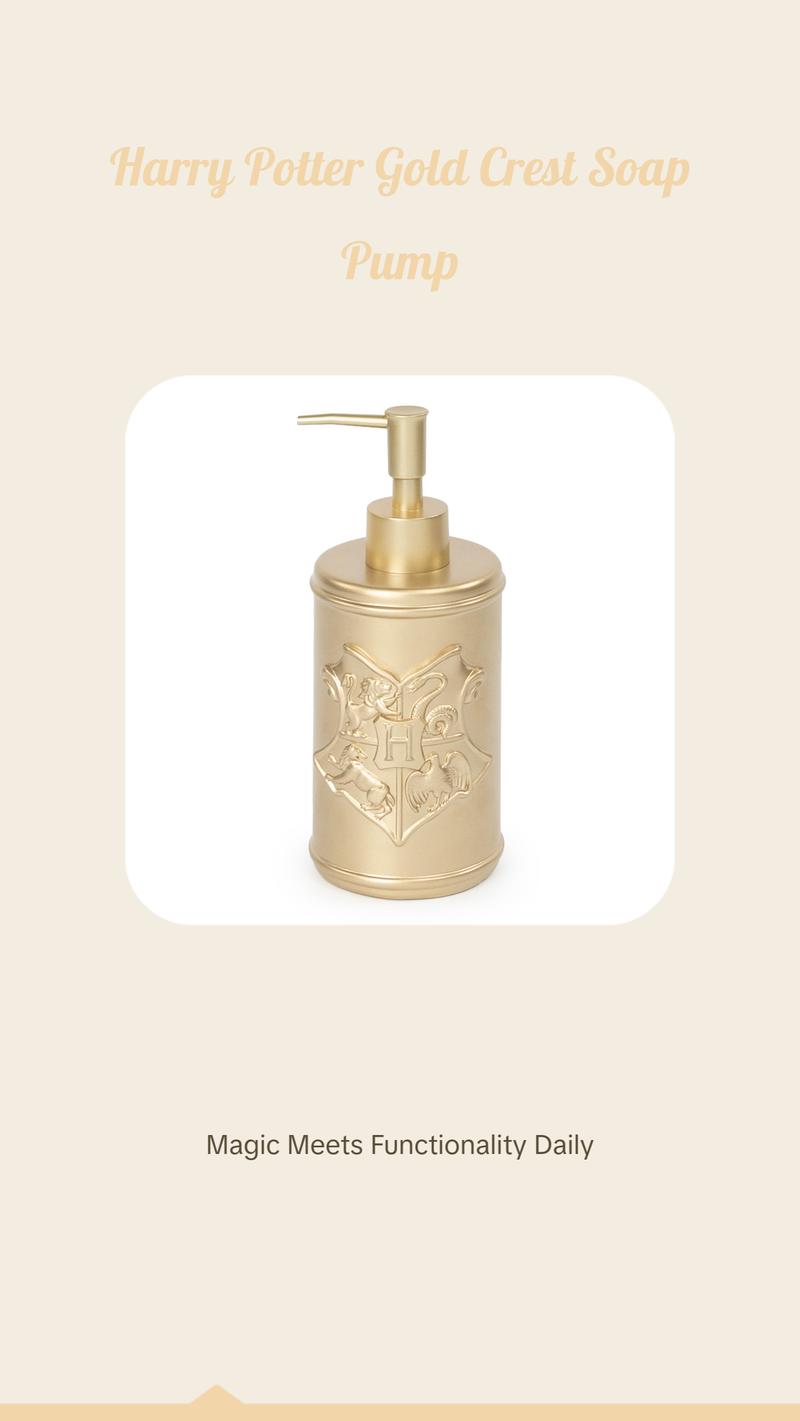 Jay Franco Harry Potter Gold Hogwarts Crest Resin Soap Dispenser Lotion Pump