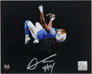 Quentin Johnston Los Angeles Chargers Autographed "8 x 10" Backflip Spotlight Photograph - Fanatics Authentic Certified