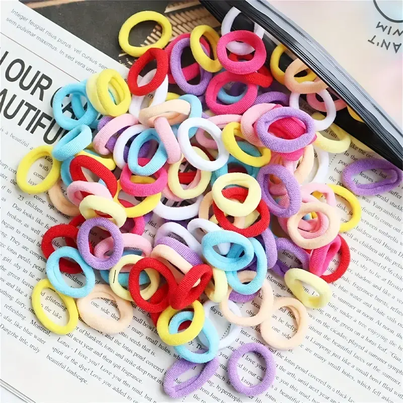 100pcs Girls Colorful Elastic Hair Rings, Mini Scrunchies, Hair Accessories