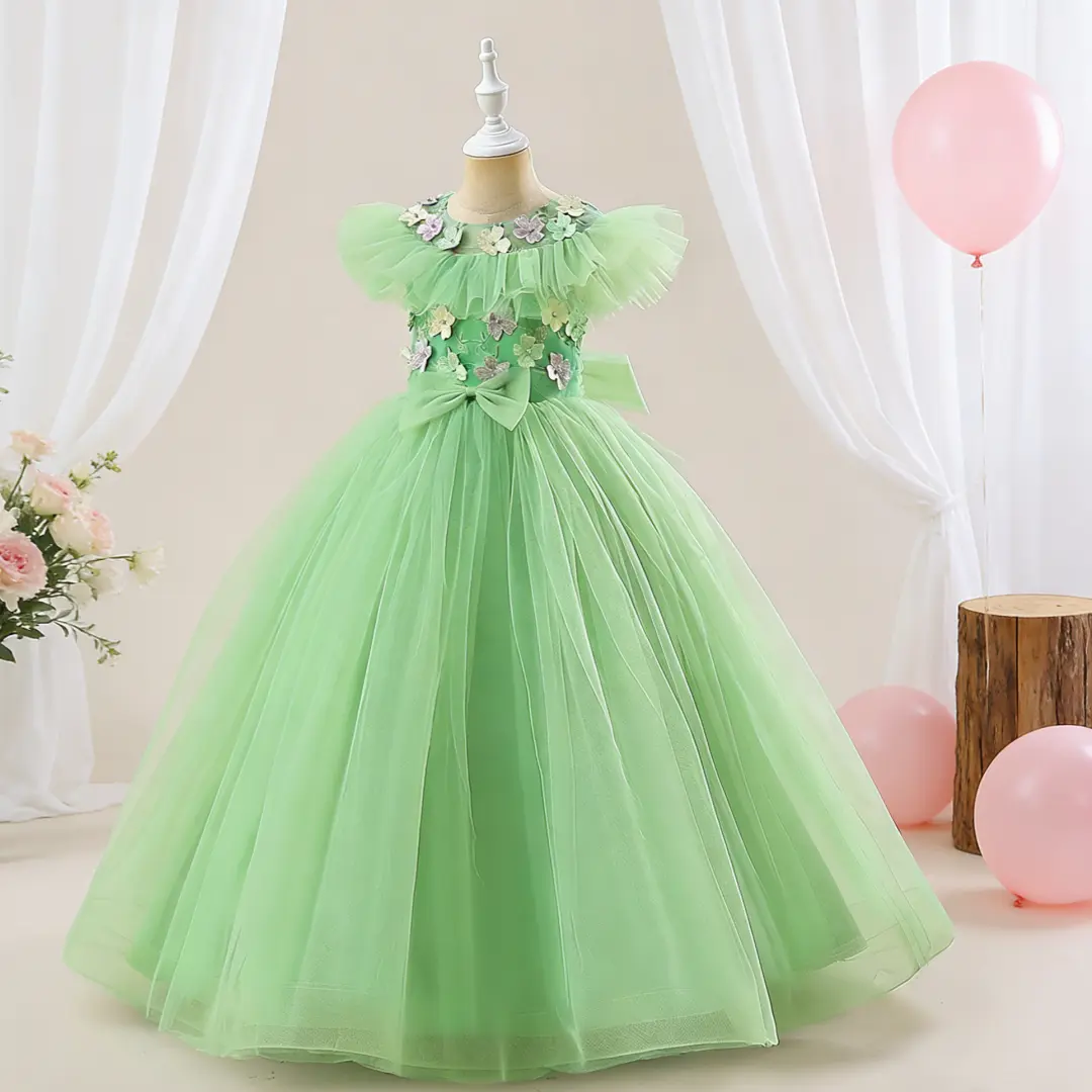 Girl's 511 Flower Princess Formal Dress, Long Gown for Wedding, Birthday, Formal Party Occasions, Princess Formal Dresses