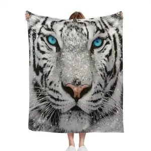Tiger Blanket Widlife Tiger Soft Decorative Flannel Throw Blanket Lightweight Cozy Fuzzy Blanket for Couch, Bed and Chair