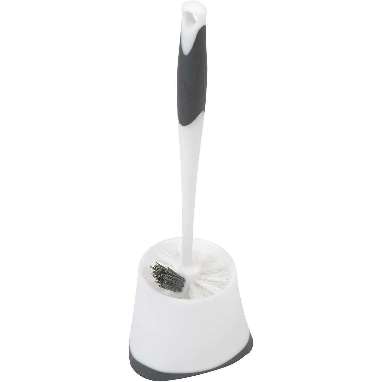 Clorox Corner Toilet Bowl Brush with Under Rim Scrubber, Includes Corner Storage Caddy, White