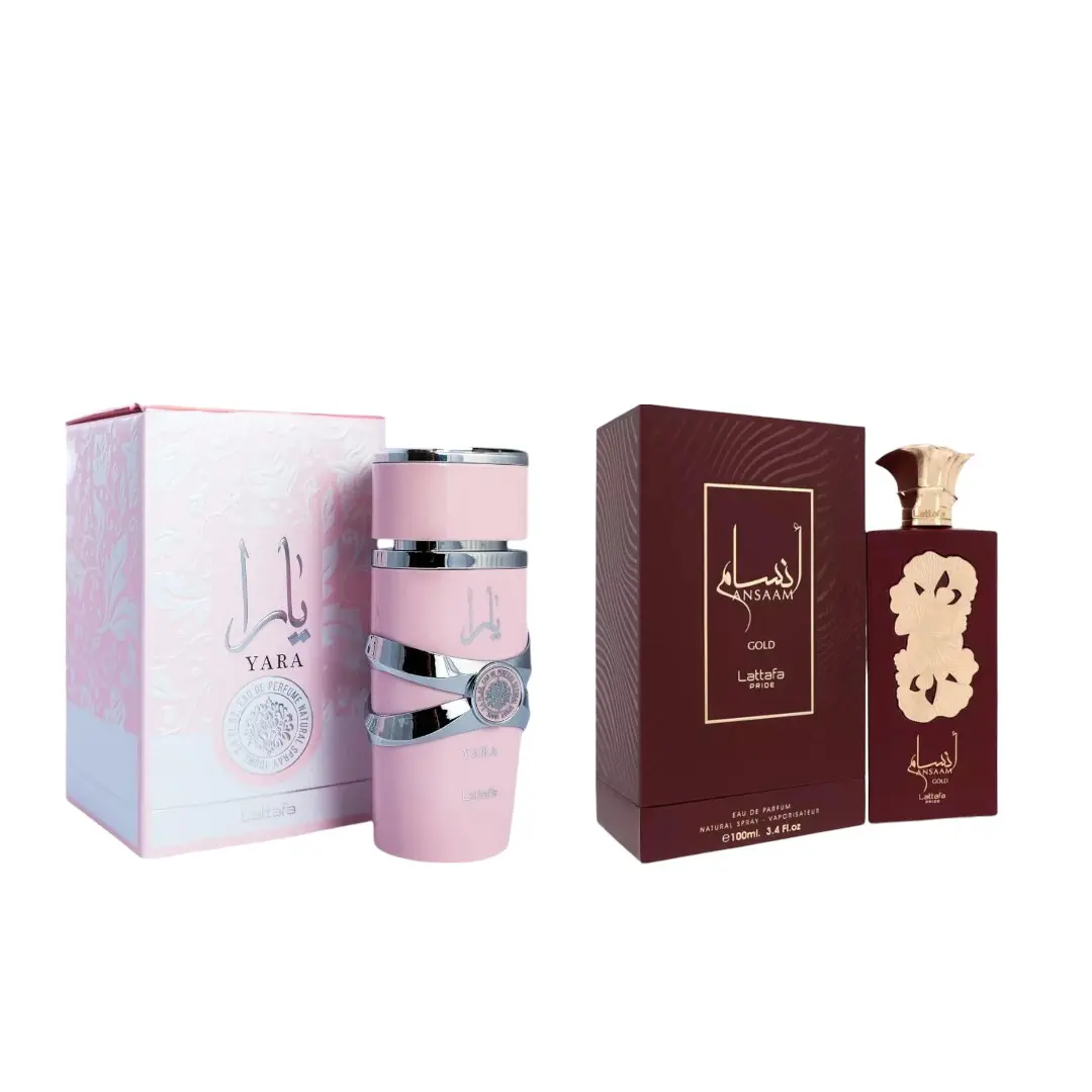 Lattafa Yara + Ansaam Gold Women's Fragrance Bundle, 3.4oz/100ml Alcohol-Based Bottles, Citrus-Musks, Jasmine-Peach Notes