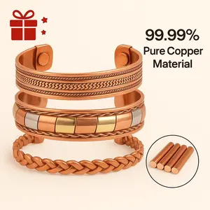 Handmade Pure Copper Bracelets Cuff And Kada For Men And Women | Adjustable Spiritual Yoga Jewelry | for Unisex India Pattern