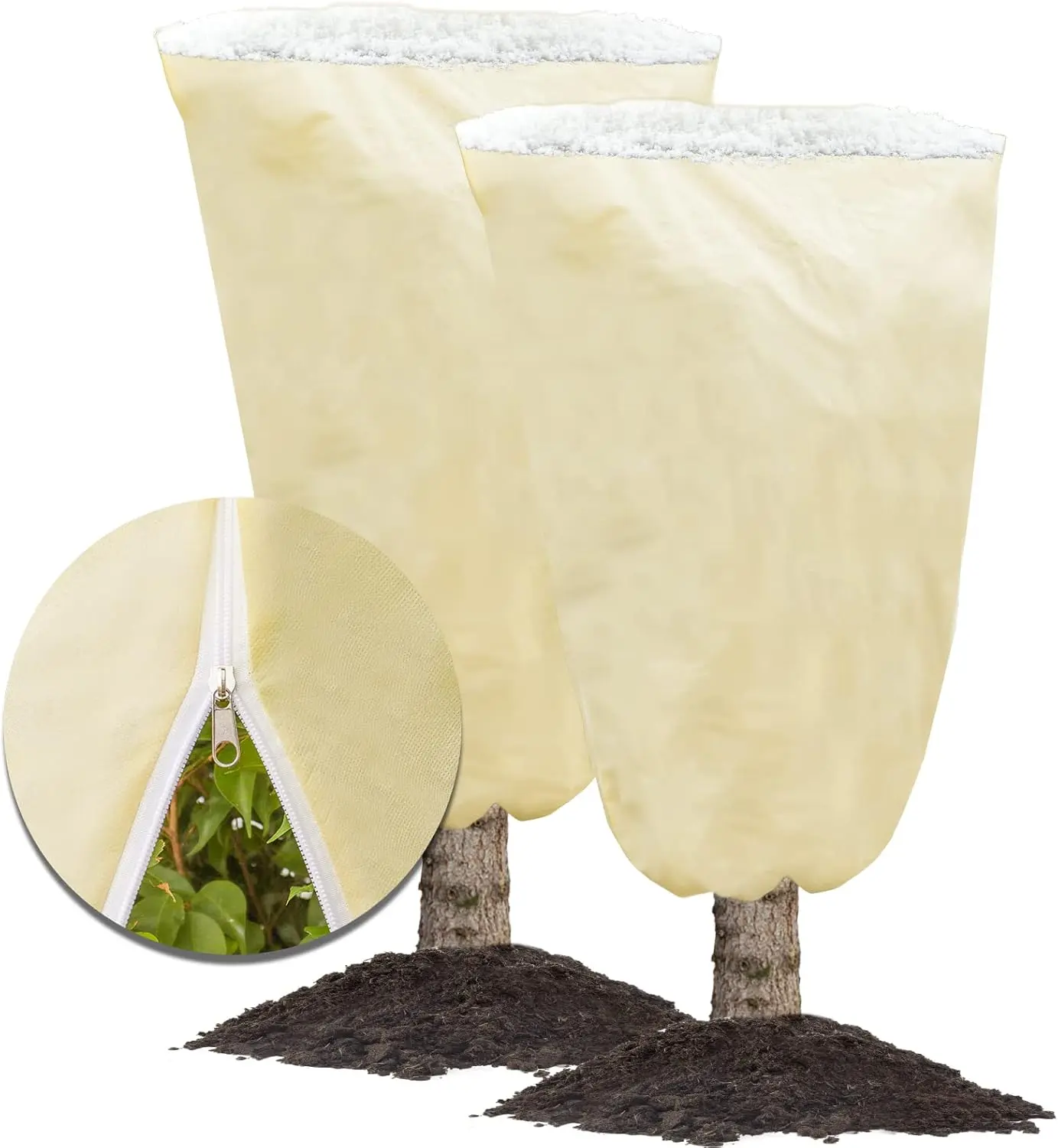 MIXC 2-Pack plant Covers Freeze protection, Frost Covers with zipper Drawstring, plant protectors from Animals, Outdoor Winter Frost Cold Weather Shrubs Trees Jacket Covers (47.2''×70.8''）