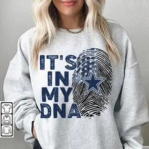 Cowboys Football Sweatshirt & T-shirt, It's In My DNA, USA Flag Vintage 90s Unisex Crewneck Dak Prescott Tee Dallas